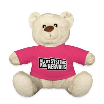 Tous mes systèmes sont nerveux, peur drôle, logo de nerd - Nounours - rose - Devant