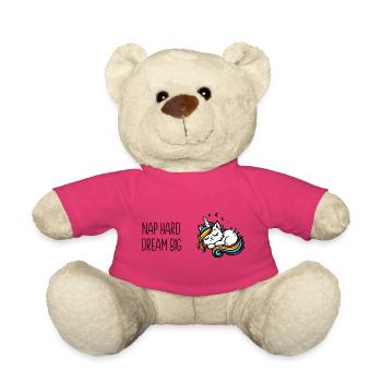 Nap hard dream big, schlafende Einhornkatze (bunt) - Teddy - Pink - Vorne