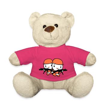 2 Enten Soldat Armee Berufssoldat Helm Waffe rennt - Teddy - Pink - Vorne