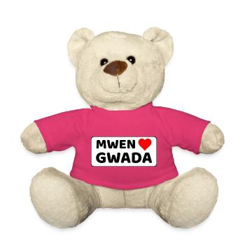 Mwen enmé Gwada I love Guadeloupe - White background - Teddy Bear - pink - Front
