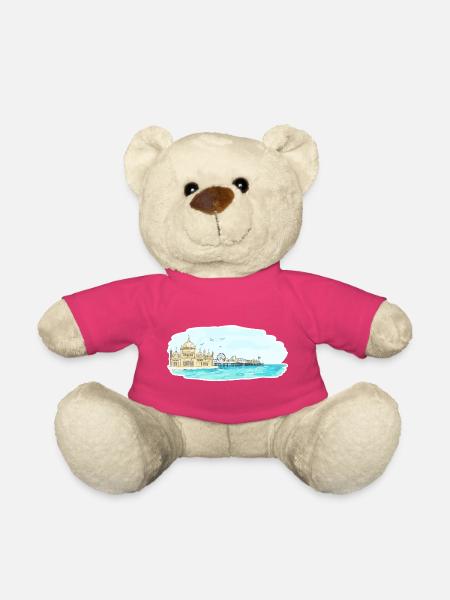 Brighton Royal Pavilion Pier Seaside Art - Teddy - Pink