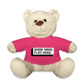 Work Hard. Play Hard. (Schwarz) - Teddy - Pink - Vorne