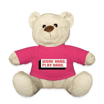 Work Hard. Play Hard. (Rot) - Teddy - Pink - Vorne