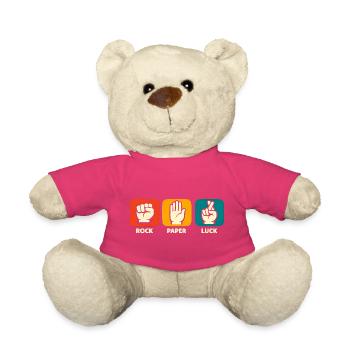 Rock-Paper-Happiness – Funny Positive Vibes – Insp - Teddy Bear - pink - Front