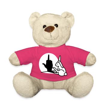 Kaninchen Schatten Hand FUCK OFF Mittelfinger Hase - Teddy - Pink - Vorne