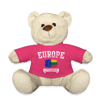 Europe Drapeau de la brosse de Lituanie - Nounours - rose - Devant