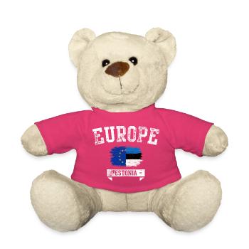 Drapeau eu Estonie Europe - Nounours - rose - Devant