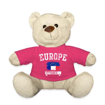 Drapeau France Brosse Europe - Nounours - rose - Devant