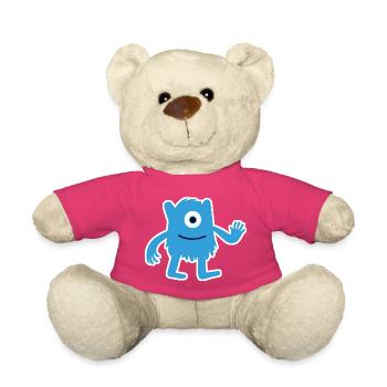 Haariges blaues Monster – Winkender einäugiger Außerirdischer - Teddy - Pink - Vorne