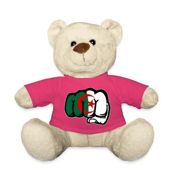 Algeria Flag Hand Fist - Teddy Bear - pink - Front