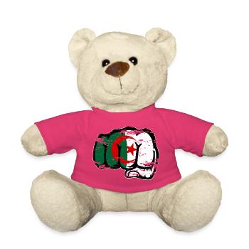 Algeria Flag Hand Fist Used - Teddy Bear - pink - Front