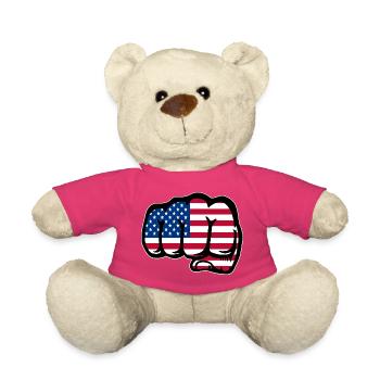 USA Flag Hand Fist - Teddy Bear - pink - Front