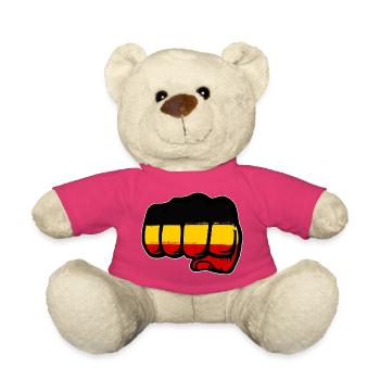 Germany Flag Hand Fist - Teddy Bear - pink - Front
