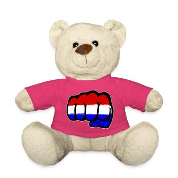 Drapeau de la Hollande poing à la main - Nounours - rose - Devant
