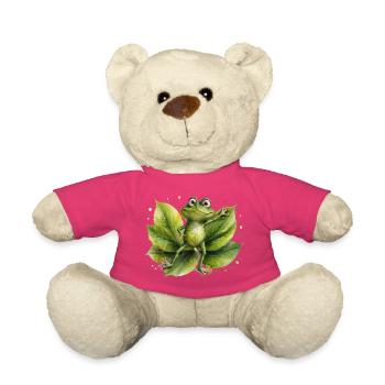 Dancing frog on lily pad - Teddy Bear - pink - Front
