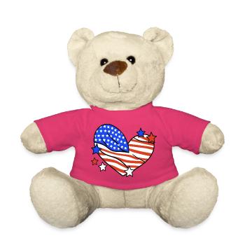Amerikanische Flagge Herz 4. Juli - Teddy - Pink - Vorne