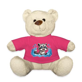 Kleiner Waschbär beim Planschen - Teddy - Pink - Vorne