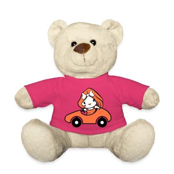 Vogel Dame Frau weiblich Auto fahren Ente Entlein - Teddy - Pink - Vorne