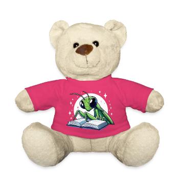 Reading grasshopper in the star book - Teddy Bear - pink - Front