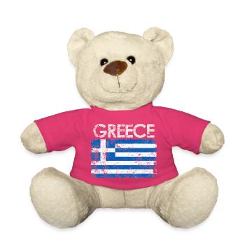 Distressed Griechenland Flagge Grafik - Teddy - Pink - Vorne