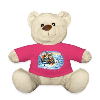 Eichhörnchen & Fuchs im Skilift – Winterspaß - Teddy - Pink - Vorne