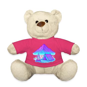 Camping au néon au lac de la montagne - Nounours - rose - Devant