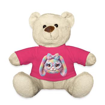 Hase Herzbrille Häschen Pastell Regenbogen Ostern - Teddy - Pink - Vorne