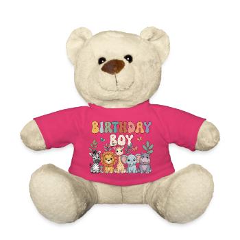 Tiere Zoo Party Dschungel Zoo Geburtstagsjunge - Teddy - Pink - Vorne