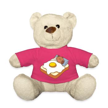 Cute Baby Capybara sleeping on a Toast - Kawai art - Teddy Bear - pink - Front
