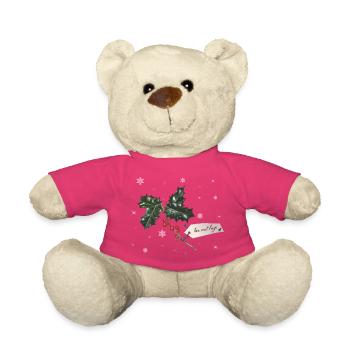 Dressez du houx de Noël avec des baies rouges - Nounours - rose - Devant