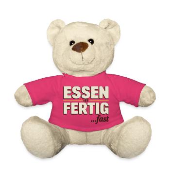  Essen Ist Fertig Fast Lustiger Spruch Für - Teddy - Pink - Vorne