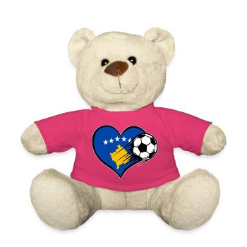 Flag football du Kosovo avec le cœur utilisé - Nounours - rose - Devant