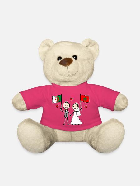 Hochzeitspaar Algerien Marokko Flagge - Teddy - Pink