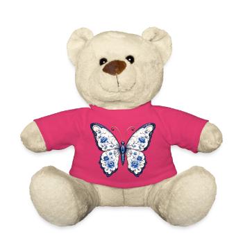Blue Blossom Butterfly Motif - Teddy Bear - pink - Front