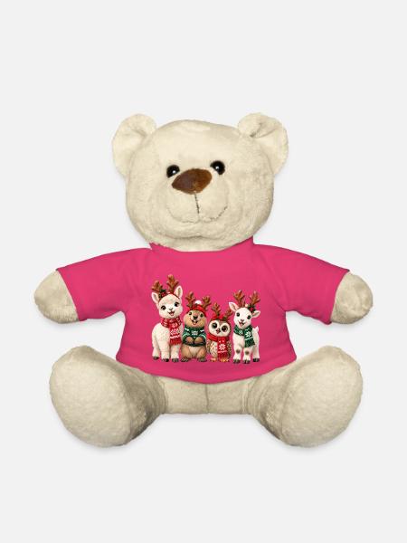 Lustige Weihnachtstiere mit Rentiergeweih - Teddy - Pink
