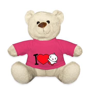 J’aime oiseau coeur symbole amour heureux mignon - Nounours - rose - Devant