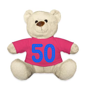 50. 50 ANS. 50e ANNIVERSAIRE. ANNIVERSAIRE 50 ANS. - Nounours - rose - Devant