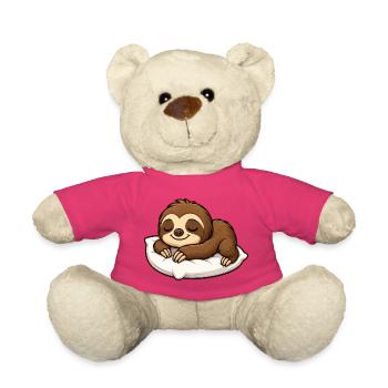 Cute Sloth Cartoon Relax Cuddle Chill - Teddy Bear - pink - Front