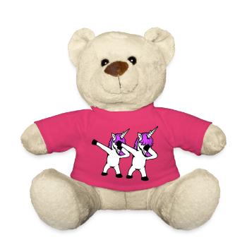 2 Licornes Dabbing Dab Danse Soirée Pose Geste Équipe - Nounours - rose - Devant