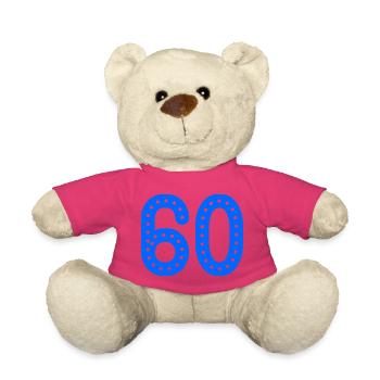 60. 60 ANS. 60e ANNIVERSAIRE. ANNIVERSAIRE 60 ANS. - Nounours - rose - Devant