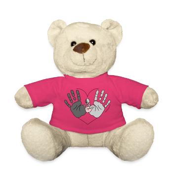 Les mains dans le cœur de la famille | Amour et cohésion - Nounours - rose - Devant