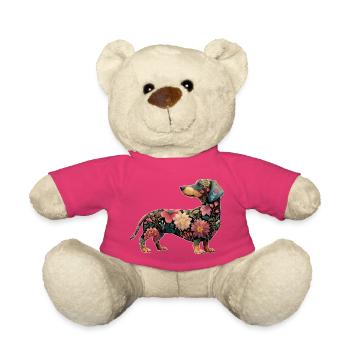 Teckel Teckel Fleurs Florales - Nounours - rose - Devant