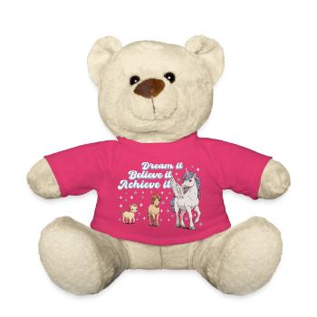 Einhorn Schulmädchen lernt Magie - Teddy - Pink - Vorne