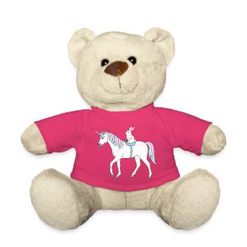 Pastell Einhorn mit Häschen - Teddy - Pink - Vorne