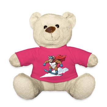 Snowboardender Super Stier Im Schnee - Teddy - Pink - Vorne