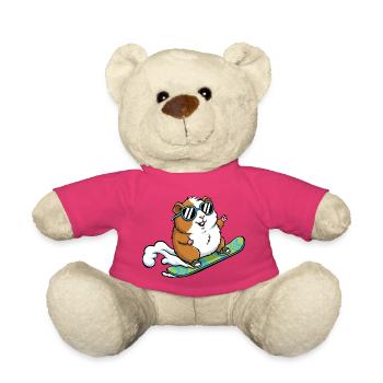 Cobaye snowboard avec des lunettes de soleil - Nounours - rose - Devant