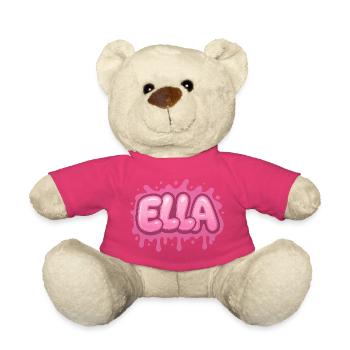 Graffiti ELLA Name Gift Ideal Printable - Teddy Bear - pink - Front