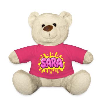 Graffiti  SARA Prénom cadeau idéal imprimable  - Nounours - rose - Devant