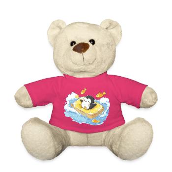 Käpt'n Pinguin auf Orangensurfbrett - Teddy - Pink - Vorne
