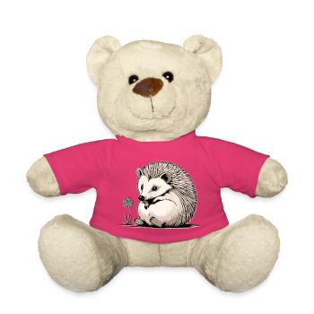 Hedgehog with Shamrock Nature Lover - Teddy Bear - pink - Front